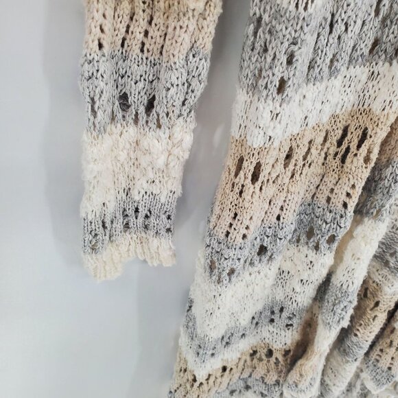 Aeropostale Womens Striped Open Knit Duster Cardigan Size S Fringe Bohemian Boho - Picture 4 of 10